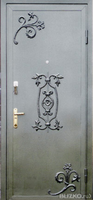 Входная дверь металлическая кованая однопольная правая, Зеленый мох (01)