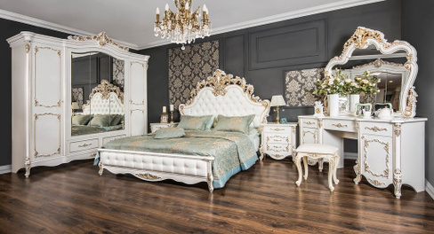 Спальня Флоренция, 5-створчатый шкаф, цвет белый перламутр/глянец