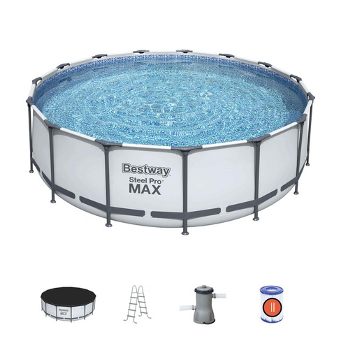 Каркасный бассейн Bestway 457х122 см + фильтр-насос 3028 л/ч, тент, лестниц