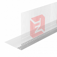 Профиль угловой ПВХ с армирующей сеткой 10х15 Технониколь, длина 2,5 м (100 шт/уп)