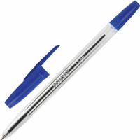 Набор ручек Ручка шариковая офисмаг "Line", синяя, корпус прозрачный, узел 1 мм, линия письма 0,5 мм, 141878, 100 штук в