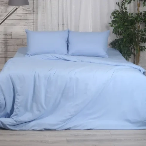 Комплект постельного белья Rustic Blue полутораспальный полисатин синий Без бренда Rustic полисатин жатка Комплект посте
