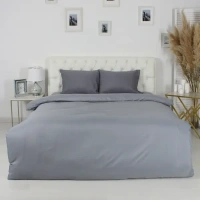Комплект постельного белья евро полисатин серый Без бренда Комплект постельного белья однотон