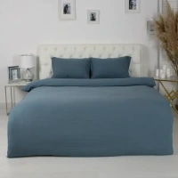 Комплект постельного белья евро полисатин сине-зеленый Без бренда Комплект постельного белья однотон