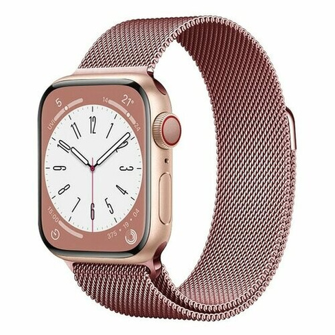 Ремешок миланcкий из нержавеющей стали Milanese Loop для Apple Watch 42/44/45/49 мм, на магните, розовый (4) No Name