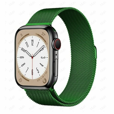 Ремешок миланcкий из нержавеющей стали Milanese Loop для Apple Watch 42/44/45/49 мм, на магните, зеленый (11) No Name