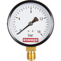 RIM-0010-101615 Манометр ROMMER радиальный. Корпус Dn 100 мм 1/2 , 0...16 бар, кл.2.5