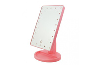 Зеркало косметическое для макияжа с LED подсветкой, USB-провод, розовое