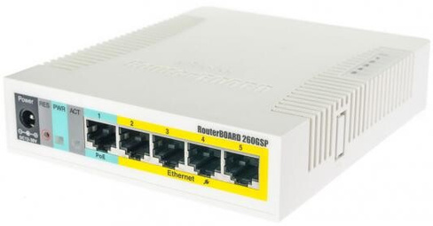 Коммутатор Mikrotik RB260GSP 5x10/100/1000Mbps PoE MikroTik