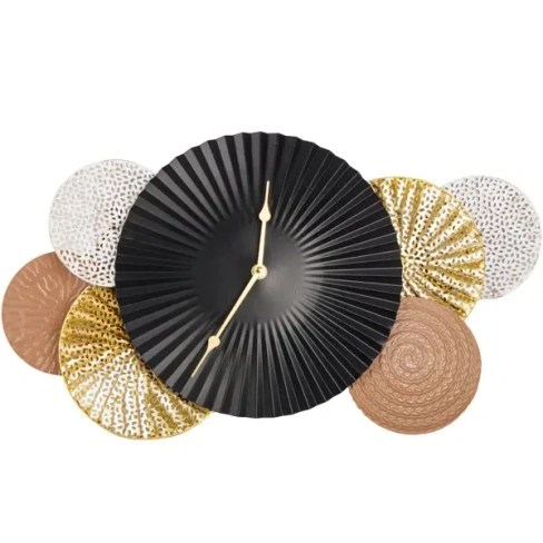 Часы настенные Круги фигурный металл цвет черно-золотой бесшумные 51x28 см Без бренда Дизайн Круги-шоколад