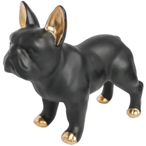 Статуэтка Собака черно-золотая пластик 19.5 см Без бренда None