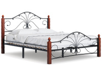 Двуспальная кровать Сандра Черный, металл / Махагон, массив, 140х200 см