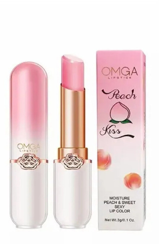 Увлажняющий персиковый бальзам для губ Omga Peach Kiss, 3 шт по 3 гр