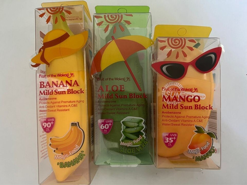 Комплект из 3 солнцезащитных кремов MAGIC FOOD Манго,Банан и Алое.