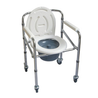 Кресло-туалет с санитарным приспособлением на колесах KJT705, складное