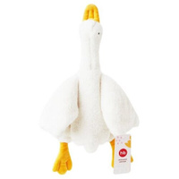 330716, Мягкая игрушка Гусь Happy Baby плюшевая утка подушка обнимашка детская, с кармашками, белая