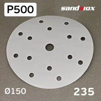 Круг Sandwox 235 (Р500) серый (шлифовальный; 15отв; пленка; липучка; циркониевый корунд) 235.150.500.15