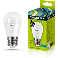 Светодиодная лампа Ergolux LED-G45-9W-E27-4K Шар