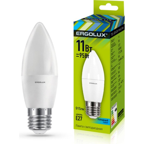 Светодиодная лампа Ergolux LED-C35-11W-E27-4K Свеча