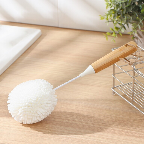 Ёрш для посуды доляна meli, бамбуковая ручка, eva, шар, 26×10 см Доляна