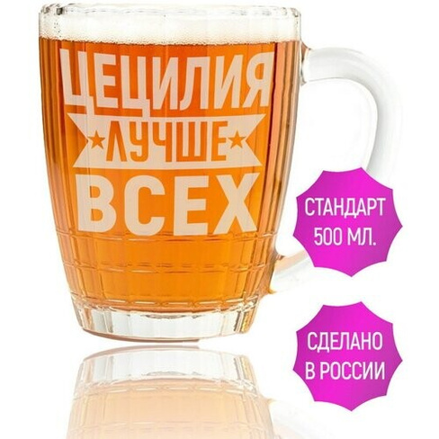 Бокал для пива Цецилия лучше всех - 500 мл. AV Podarki