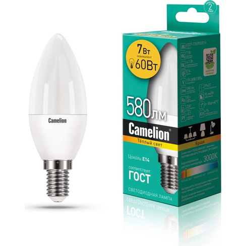 Светодиодная лампа Camelion LED7-C35/830/E14