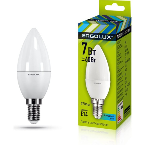 Светодиодная лампа Ergolux Свеча LED-C35-7W-E14-3K
