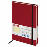 Блокнот А5 (148x218 мм), BRAUBERG "Office", под кожу, резинка, 80 л, красный, 111030