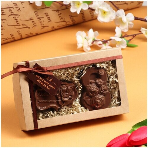 Фигурный шоколад Время Шоколада Любимой учительнице + 8 марта Розы, молочный шоколад, 160 г, подарочная упаковка 160 г,