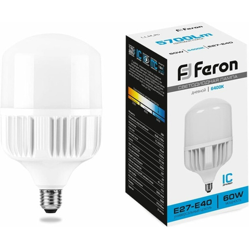 Светодиодная лампа FERON 60W 230V E40 6400K, LB-65