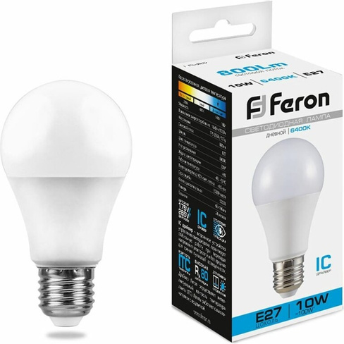 Светодиодная лампа FERON LB-92 Шар E27 10W 6400K