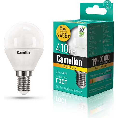 Светодиодная лампа Camelion LED5-G45/830/E14