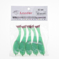 Рыбка поролоновая на двойнике "Leader" 80 мм (упак. 5шт.) (Цвет 11 (зеленый))