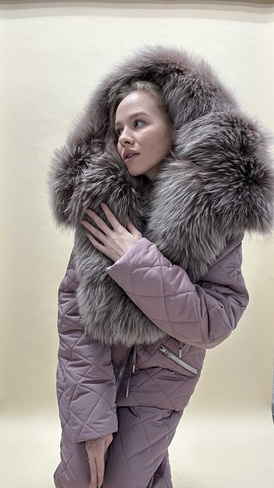 Зимняя куртка-парка с аукционным мехом енота и стеганые брюки - зимний лыжный костюм до -35 градусов - Варежки без меха