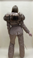 Золотисто-бежевый костюм для прогулок с мехом обесцвеченного блюфроста - Варежки с мехом