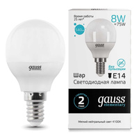 Лампа Gauss Elementary LED Е14 8W 4100K 53128