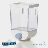 Контейнер - дозатор для хранения сыпучих ricco, 11,8×9,5×19 см, 1 л, цвет белый RICCO