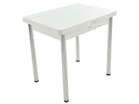 Кухонный стол Бари мини Хром / Белый, стекло / Белый, ЛДСП