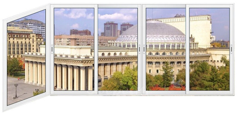 Остекление балкона Г-образное, 2800х800х1500 мм